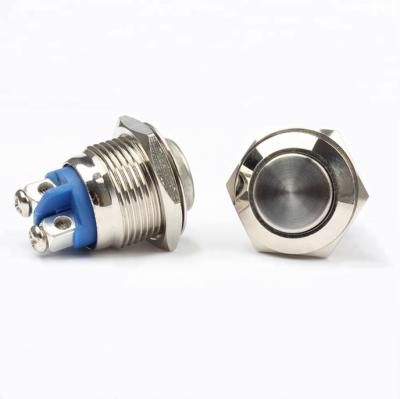 China Type 1NO Metal Push Button XL16N/H10 16mm RAZ Round Momentary Round Nickel Plated Brass Screw Terminals High Flat Main Contact for sale