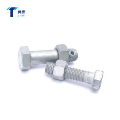 China Industry& Wholesale Cheap Durable Carbon Steel Construction Hex Bolts M10 M12 M16 Fastener Grade 8.8 Galvanized Hex Bolts for sale