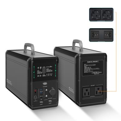 China Type C 1000w portable power station LiFePO4 battery AC output 110V or 220V suitable for computer mobile phone lighting for sale