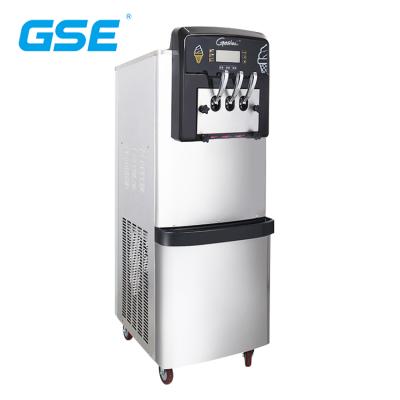 China Snack Factory GSE Silent Sweetness Compressor System Standby Time Stainless Steel Table Adjustable Soft Ice Cream Machine for sale