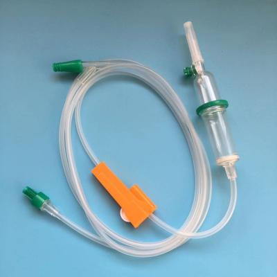 China PVC Double Drip IV Chambers Infusion Set With Needle Free Y Site for sale