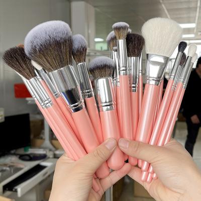 China Makes Apply Makeup A16016 C Pink Custom Makeup Brushes Synthetic 16Pcs High Quality Make Up Brushes Custom Logo for sale