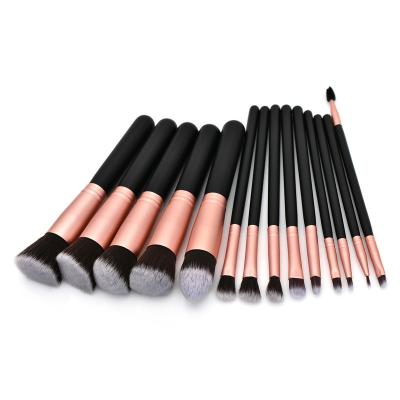 China Makes Apply Makeup A14007B Black Make Up Brush 14PCS Cosmetic Vegan Private Label Synthetic Girls Make Up Brush for sale