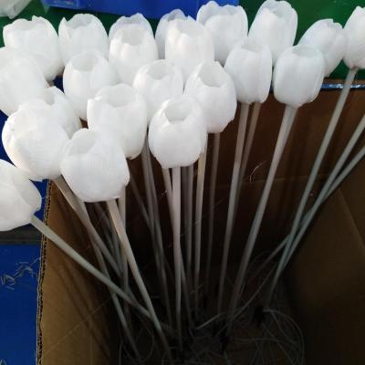 China Wedding Christmas Plastic Silk Ground Outdoor Decoration ABS Cloth Fairy Flower Pin Many Color Option LED Tulip Lights For Park And Garden for sale