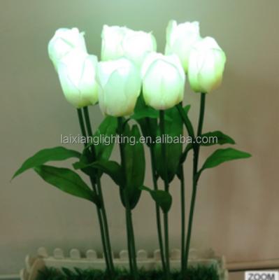 China Competitive Price ABS Fabric LED Silk Plastic Tulip Flower Outdoor Garden Plaza Lawn Decoration LED Simulation Tulip Flower Light for sale