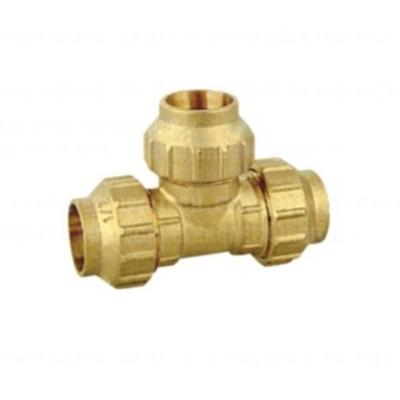 China Construction Brass Quick Connector Compression Tee For Pe Pipe for sale