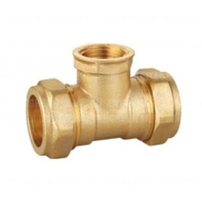 China Construction Brass Female Compression Tee For Copper Pipe for sale