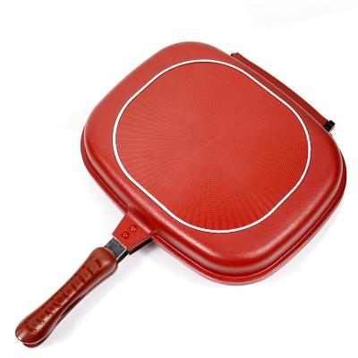 China Viable Custom Logo Die-Casting Aluminum Non-Stick Double Grill Pan Fry Pan for sale