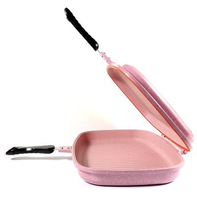 China Durable Die-Cast Marble Aluminum Non-Stick Double Coating Grill Pan Double Coating Frying Pan for sale