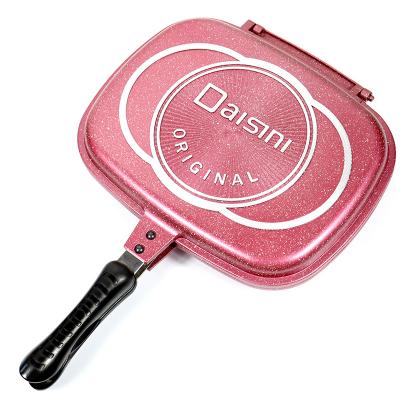 China Viable Wholesale Custom Logo Die Cast Aluminum Alloy Non-Double Stick Grill Double Side Fry Pan Grill Pan for sale