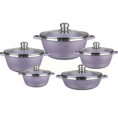 China Sustainable Hot Selling 10pcs Die Cast Aluminum Casserole Kitchen Care Nonstick Cookware Set for sale