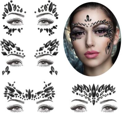 China Temporary Halloween Dark Series Makeup Jewels Self Adhesive Rhinestones Sticker Makeup Rhinestones For Face for sale