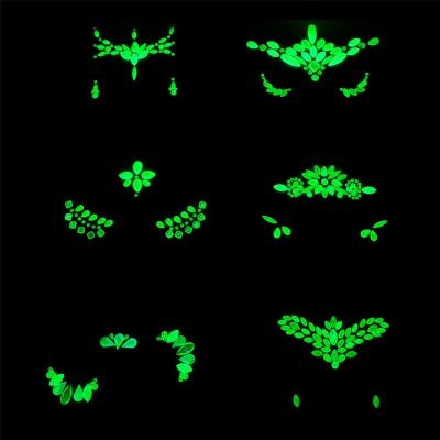 China Temporary Glitter Rhinestones Stickers Glow in The Dark Luminous Gems Body Makeup For Music Festivals Rave Carnival Cosplay Gifts for sale