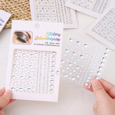 China Temporary 7 styles Face gems hair pearls dance stage makeup dance stage self adhesive rhinestones DIY crafts silver face hair jewels for sale