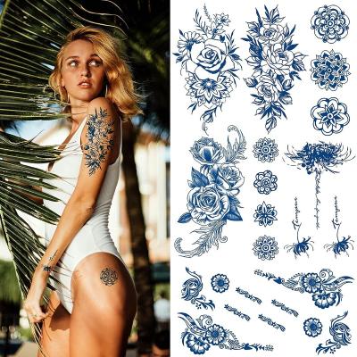 China Temporary 15 days lasting semi permanent tattoos 3D realistic fake tattoo waterproof temporary tattoo flower butterfly for women girls for sale