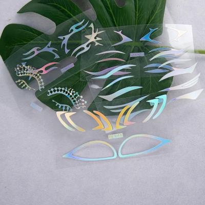 China Temporary Factory Price Decorative Stage 5D Art Sticker Eye Makeup Holographic Laser Waterproof Adhesive Eyeliner Sticker Eye Face Tattoo for sale