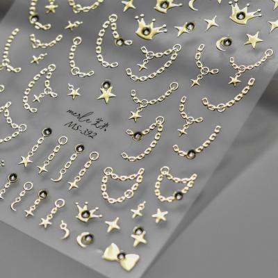 China Adhesive Best Seller Creative Nail Art Accessories Pearl Chain Nail Wraps Stickers Decorative Nails Stickers Wholesale for sale