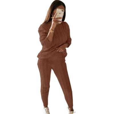 China Anti-Wrinkle Plus Size Knitted Sweater And Pants Two Piece Set Women's Sweaters Sets for sale