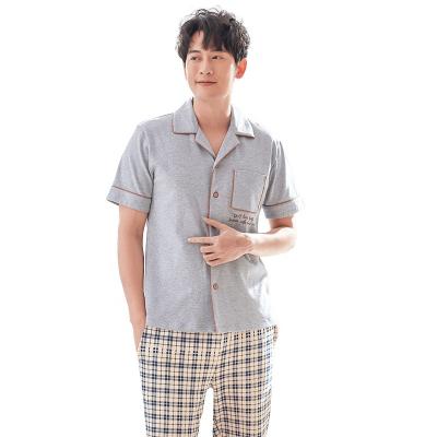 China Home leisure short-sleeved suit QUICK-DRY men's summer thin men's pajamas cardigan cotton pants for youth for sale