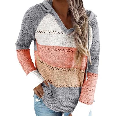 China QUICK DRY Design Women Beach Color Block Knitted Pullover Crop Sweatshirts Women Hoodies for sale