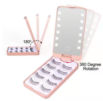 China Easy For Eyelash Application Quality Assurance Eco-Friendly Plastic Eyelash Storage Case With Mirror for sale