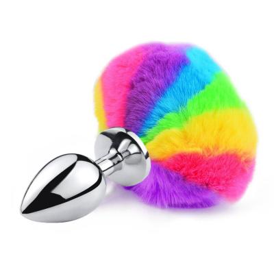 China Metal Plug S M L Butt Plug 3pcs/set Intimate Rabbit Tail Game Sex Massager Anal Toy For Women for sale