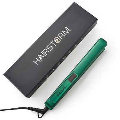 China Portable Garage Flat Irons Hair 1 Inch Slim Flat Ceramic Green Flat Iron Straightening Double Voltage for sale