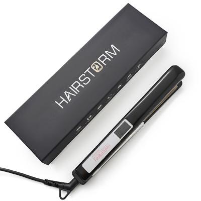 China Titanium Ion Ceramic Hair Flat Iron Professional Plancha De Cabello With Garage And 450F Plate for sale