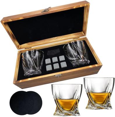 China Hot Sale Custom Made High Quality Wooden Case Whiskey Wooden Whiskey Set Amazon Ice Cube Drinking Glass Bourbon Whiskey for sale