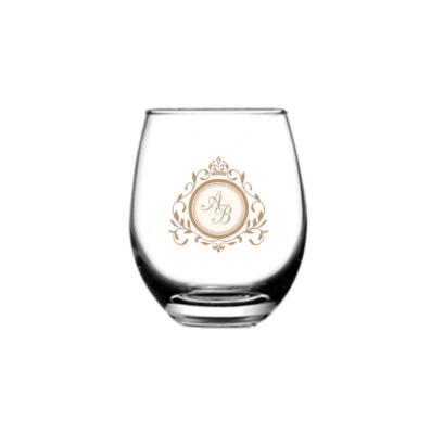 China 11oz viable. printing custom stemless logo wine glass wedding gifts for groomsman wedding favors with name and wedding date for sale