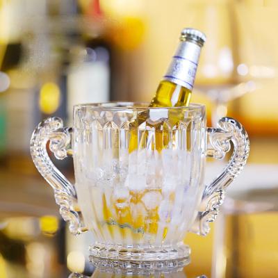 China Trophy Viable Creative Shape Bar Small Capacity Party Use Tapered Acrylic Glass Ice Bucket With Tongs, Beer Wine Ice Bucket for sale