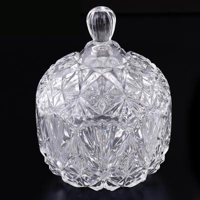 China Viable Hot Sale High Quality Clear Round Candy Jar Crystal Glass Jars With Glass Lids for sale