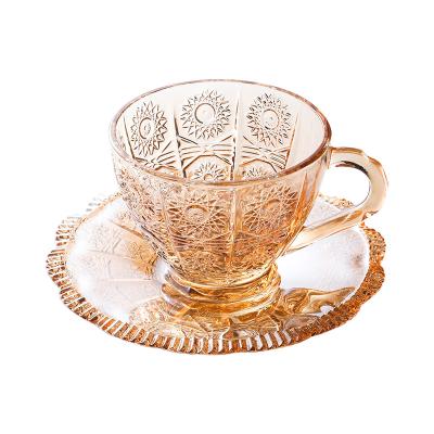 China 150ml Social Seat Saucer Set Glass Water Coffee Tea Tea Coffee Tea Cup Sustainable Wholesale Sustainable Luxury Drinking Cup for sale