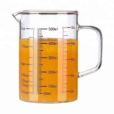 China Borosilicate Measuring Cup Jar Food Stored Glass Measuring Cup With Scale for sale