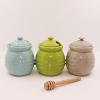 China Modern Color Glazed Cheap Ceramic Honey Pot for sale