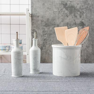 China Wholesale Multifunctional Seasoning Ceramic Bottle Kitchen Utensil Condiment Serving Set Stocked for sale