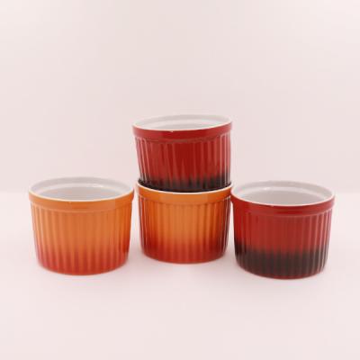 China Viable Assorted Ceramic Bakeware Souffle Bomb Creme Brulee Dish Cup Stoneware Mini Ramekin Baking Bowl for sale