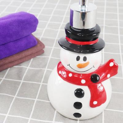 China Sustainable Hand Painting Snowman Figural Lotion Pump for sale