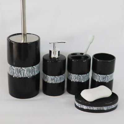 China Sustainable Luxury Eco Friendly Stainless Steel Resin Toiletries Accessories Bathroom Sets 5 Pieces For Home Hotel for sale