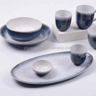 China Vivid High Quality Reactive Luster Stoneware Dinnerware Set for sale