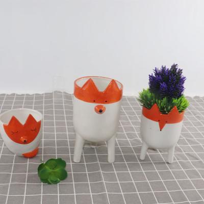 China Home Decoration Vintage Mini Figural Fox Face Ceramic Flower Vase for sale