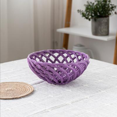 China High Quality Food Grade Stored Around Ceramic Fruit Basket for sale