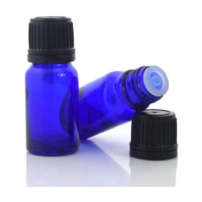 China Cheap price 5ml cobalt blue essential oil glass bottle cosmetic manufacturer round essential oil bottle 5ml with cap, insert for sale