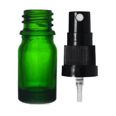 China Cosmetic Manufacturer Cheap Price Round Green Glass Bottles For Essential Oils 5ml With Sprayer Pump for sale