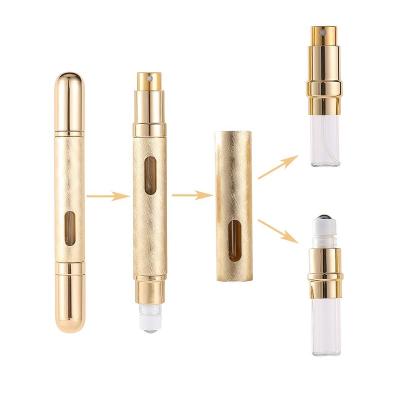 China Cosmetic Manufacturer 5ml 10ml Perfume Roll-On Anti-Corrosion Double Ended Bottle With Aluminum Lid Double Oil Spray Bottle for sale