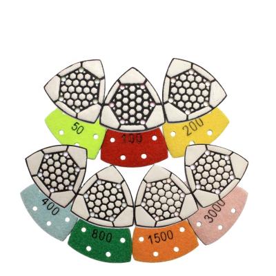 China High Efficiency Use 3inch Z-LION Diamond Tool Dry Diamond Polishing Pads Triangle Abrasive Sanding Wheel for sale