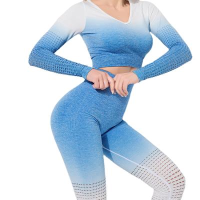 China Breathable Workout Sets Women 2 Piece Yoga Gym Legging Clothes Suits High Waisted Yoga Leggings Nylon Yoga Set for sale