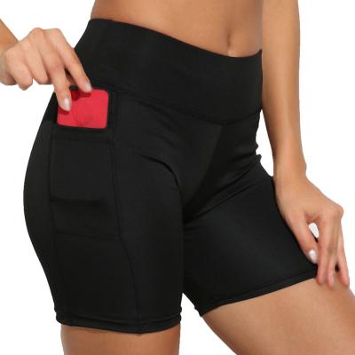 China Sale Solid Color Side Pockets Warm Breathable High Hip Lift Running Quick Drying Yoga Shorts for sale