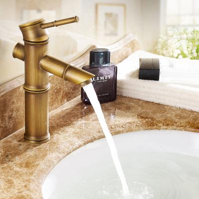 China Sense Faucets Antique Basin Brass Single Lever Faucet Shape Bamboo Faucet (U2) for sale