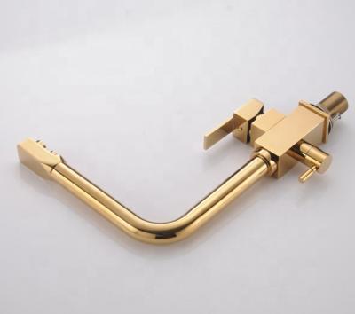 China Brass 3 Way Faucets Tap Drinking Water Faucet RO Faucet Water Filter Faucets (Golden DW04B) for sale